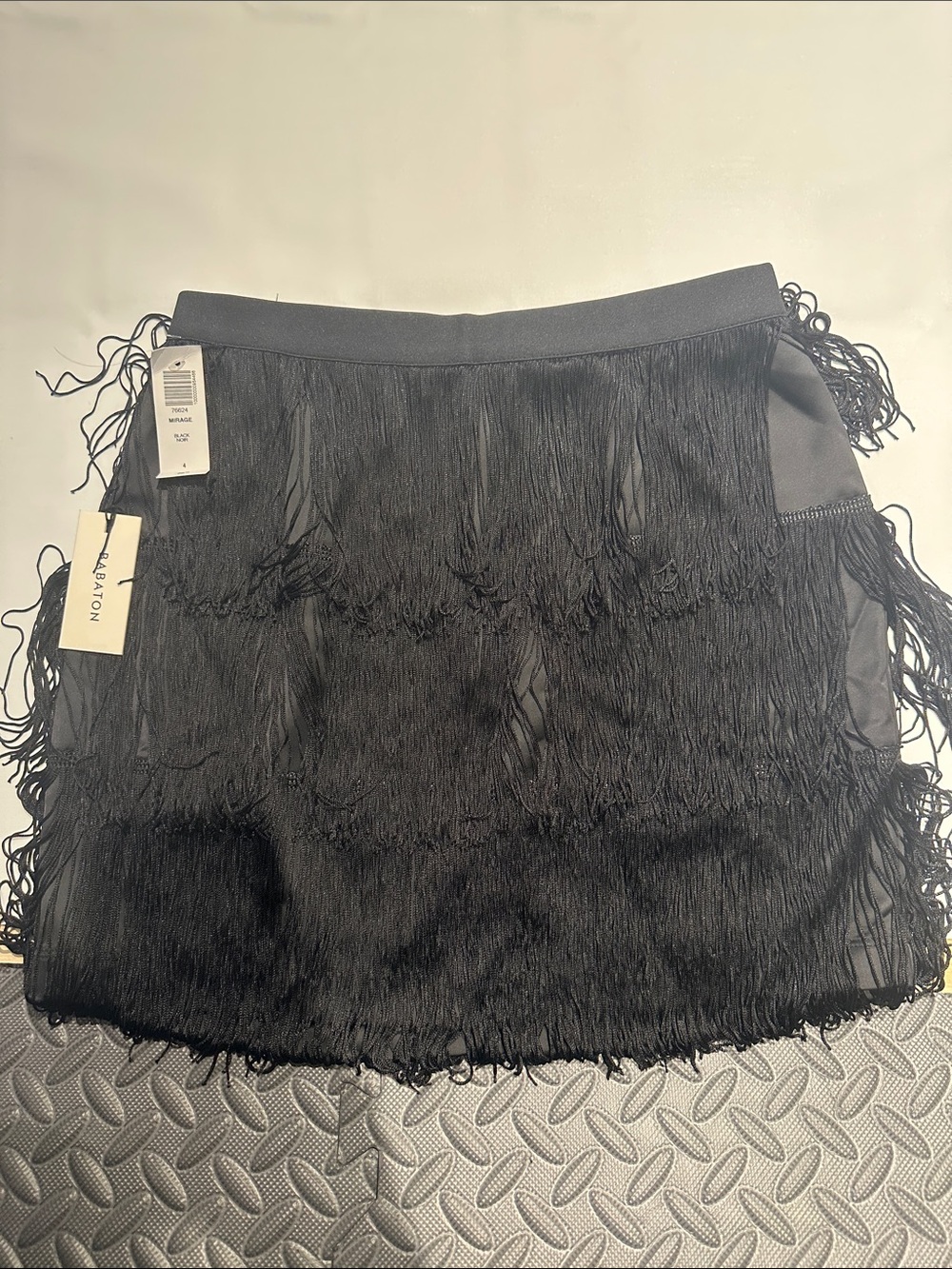 Babaton Black Fringe Mini Skirt